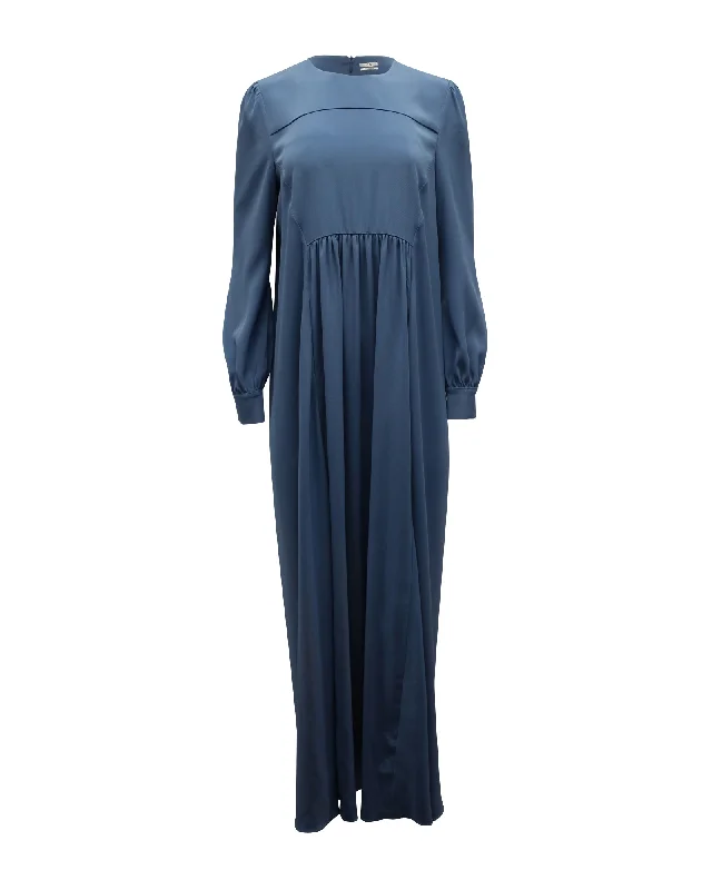 Urban Elegance Deals Co Long Sleeve Maxi Dress in Blue Triacetate Feminine Grace