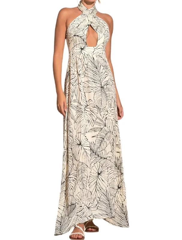 Urban Style Promotions Criss Cross Maxi Dress In Natural/black Exquisite Craftsmanship