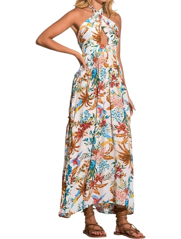 Effortless Style, Endless Impact Criss Cross Maxi Dress In Paradise Print Feminine Charm