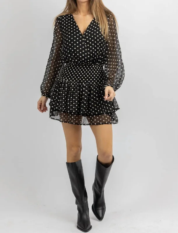 Final Sale Dainty Daisy Smock Mini Dress In Black Statement Piece