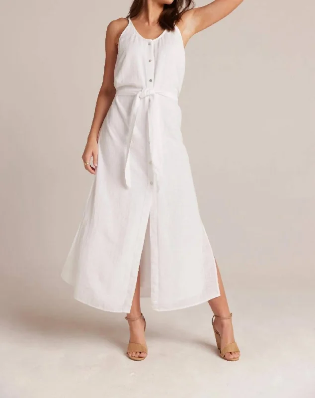 Comfort Meets Fashion Flowy Hem Maxi Dress In White Luxe Layering