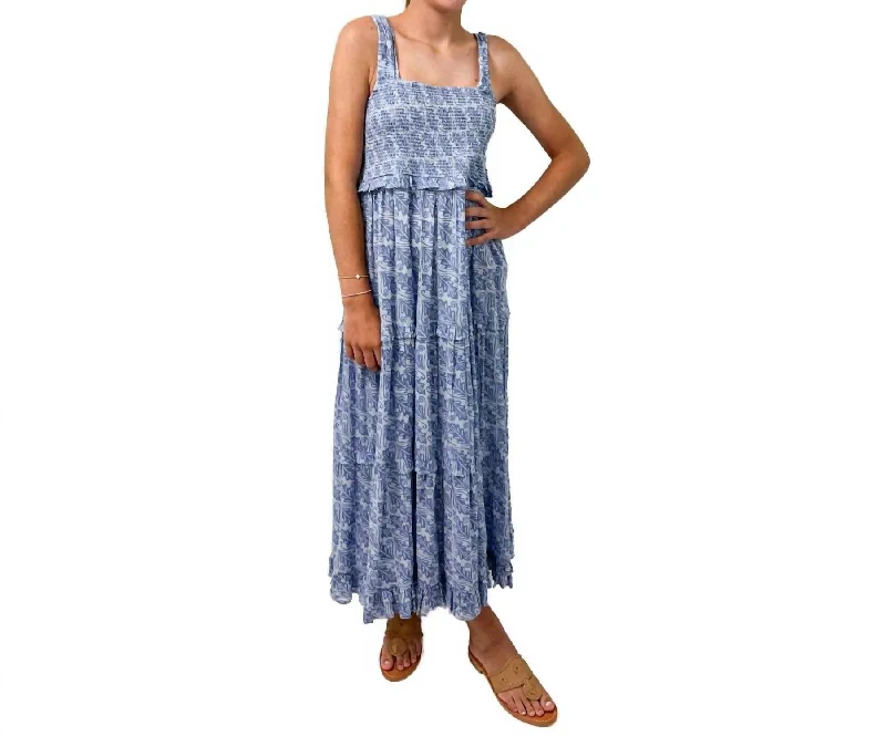 Stay Ahead In Style Gaia Maxi Dress In Blue Lush Leaf Cottagecore Rustic Charm Style