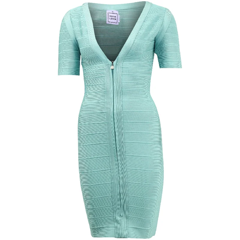 Huge Price Cut Herve Leger Lilith Bandage Mini Dress in Blue Rayon Contemporary Elegance