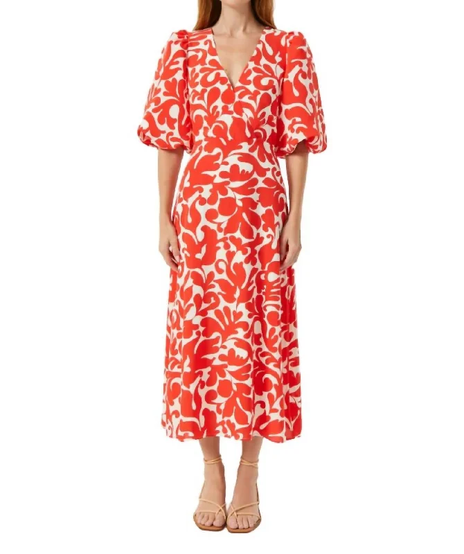 Hot Picks Ina Midi Dress In Red Caspian Lagoon Grande Final Clearance