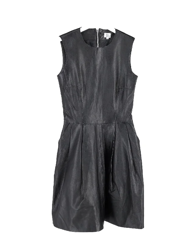 Stylish Looks Iris & Ink Mini Dress in Black Leather Sophisticated Cut