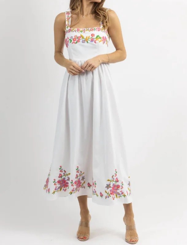 Top Brand Discounts Laughlin Embroidered Midi Dress In White Feminine Flow