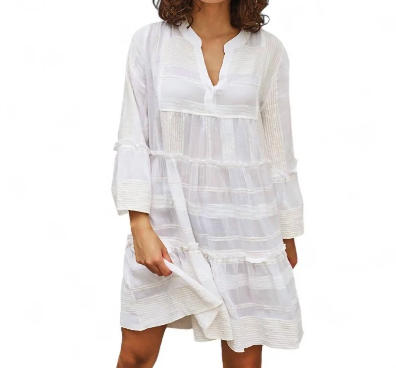 Hot Brand Discounts Layered Ruffle Mini Dress In Off White Elegant Contour