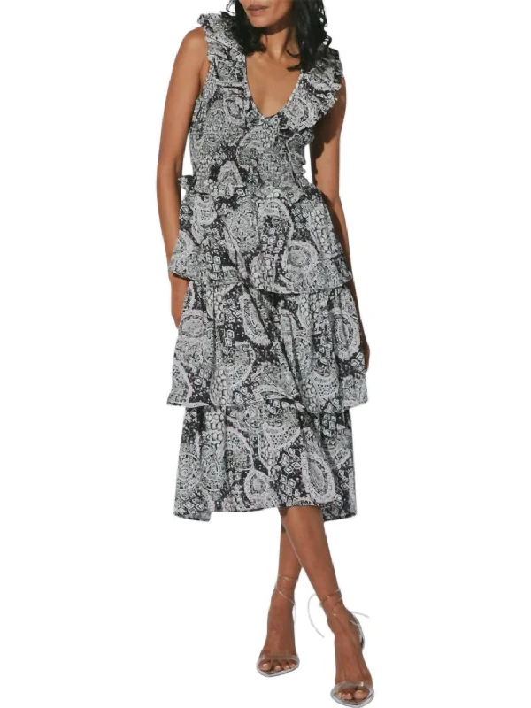 Flash Sale, Don'T Miss Lucy Midi Dress In Geo Print Soft Textures