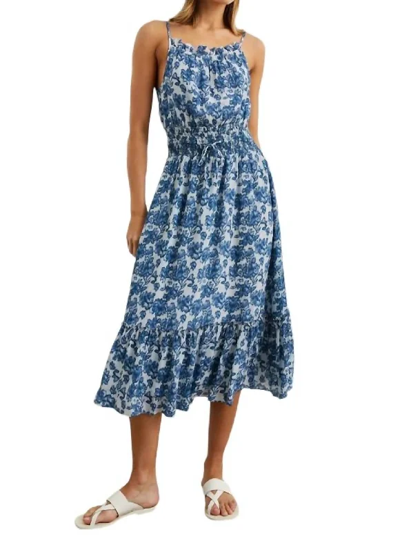 Trendy Fashion Sale Magdalene Midi Dress In Chambray Vintage Retro Party Wear