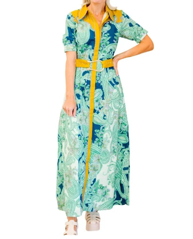 Sophisticated Fashion Marley Maxi Dress In Aqua Paisley Vintage Look