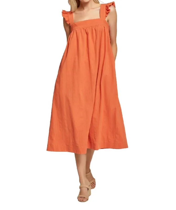 Weekend Exclusive Marmalade Cotton Midi Dress In Orange Nordic Minimalist Home Look