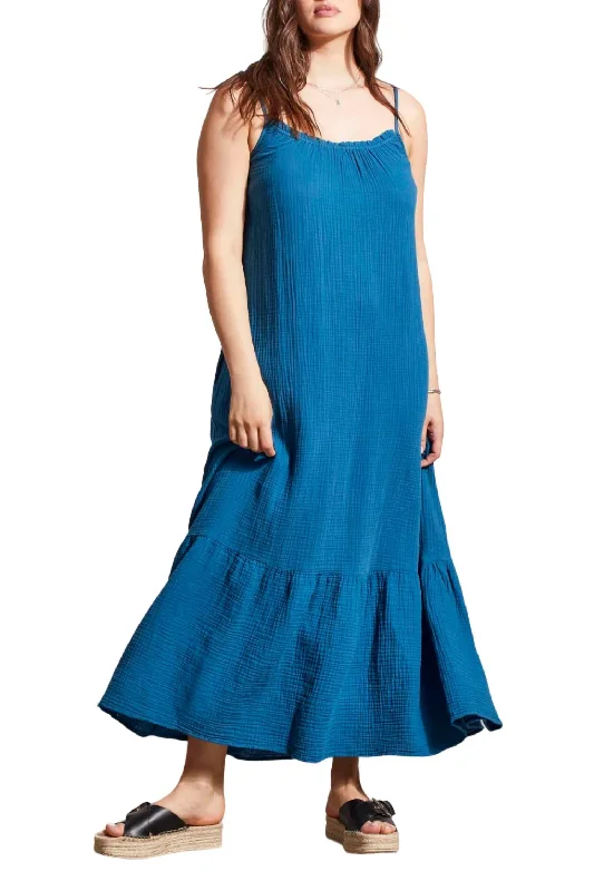 Shop The Hottest Deals Maxi Dress With Frill In Oceanside Elegant Ensemble