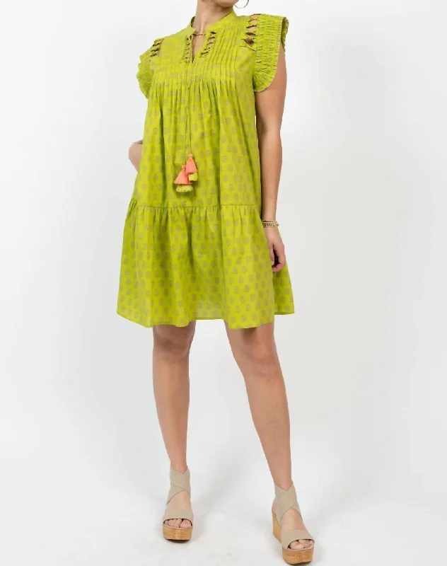 Style Revolution Maxine Mini Dress In Lime Seasonal Trend