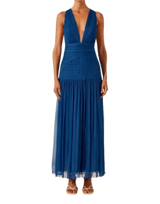 Ends Soon Maya Plunged Tie Back Midi Dress In Strong Blue Elevated Style