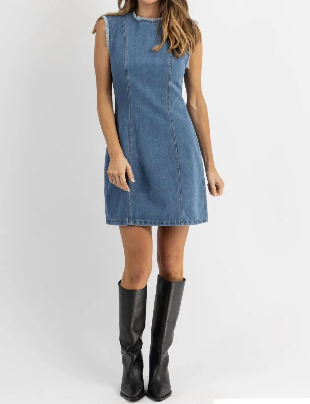 Discount Extravaganza Miley Mini Dress In Denim Timeless Elegant