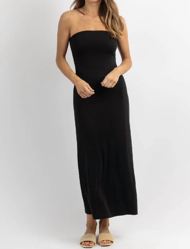 Classic Modern Offers Muse Midi Dress In Black Refined Simplicity