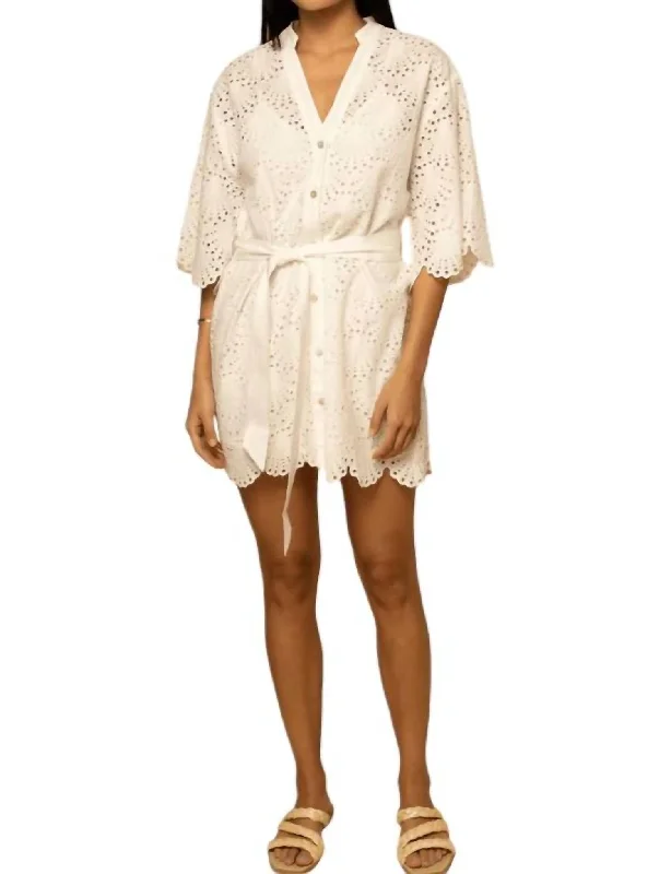 Unleash Your Trendy Side Napa Eyelet Shell Mini Dress In White Effortless Comfort