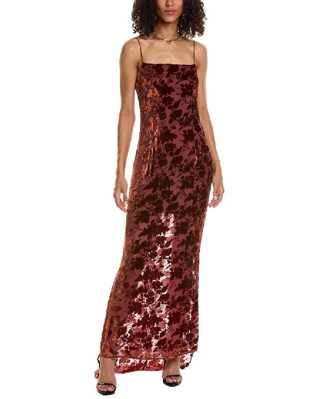 Urban Fashion o.p.t Velvet Burnout Maxi Dress Floral Style