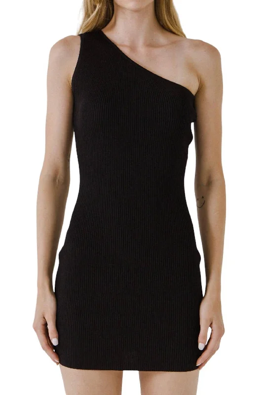 New Season Fashion Preview Sale One Shoulder Mini Dress In Black Chic Sophistication