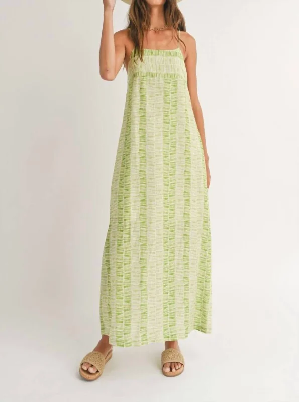 Unbeatable Prices Out And About Low Back Maxi Dress In Lime Natural Sleek Design