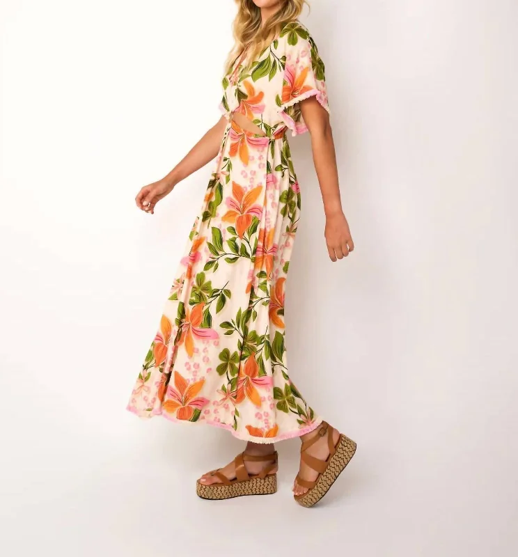 Trend Leading Collection Papaya Maxi Dress In Beige Effortless Comfort