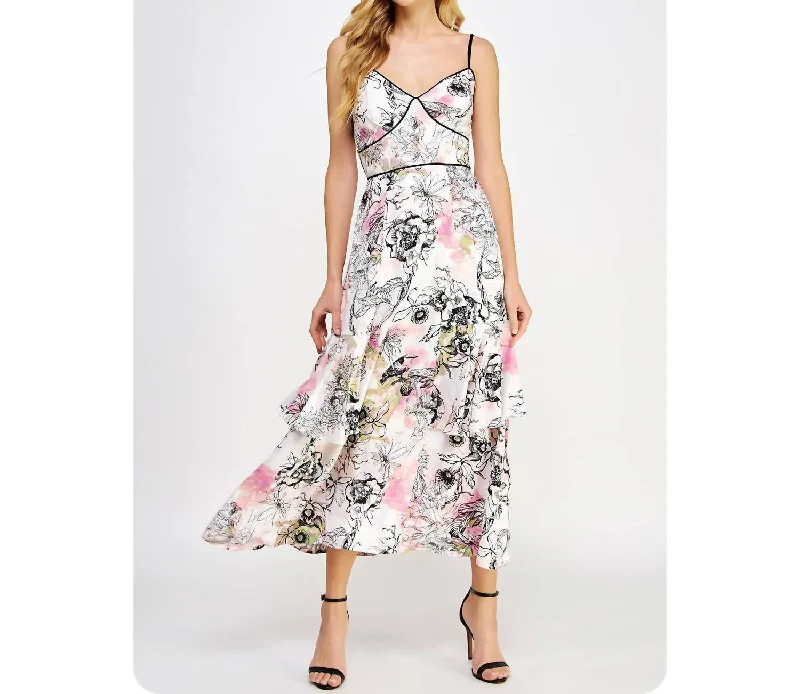 Durable Fashion Picks Piping Detail Maxi Dress In Multi Feminine Elegance