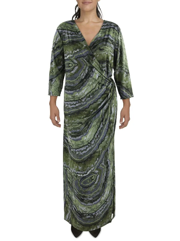 Quick Grab Deals Plus Womens Surplice Long Maxi Dress Final Clearance