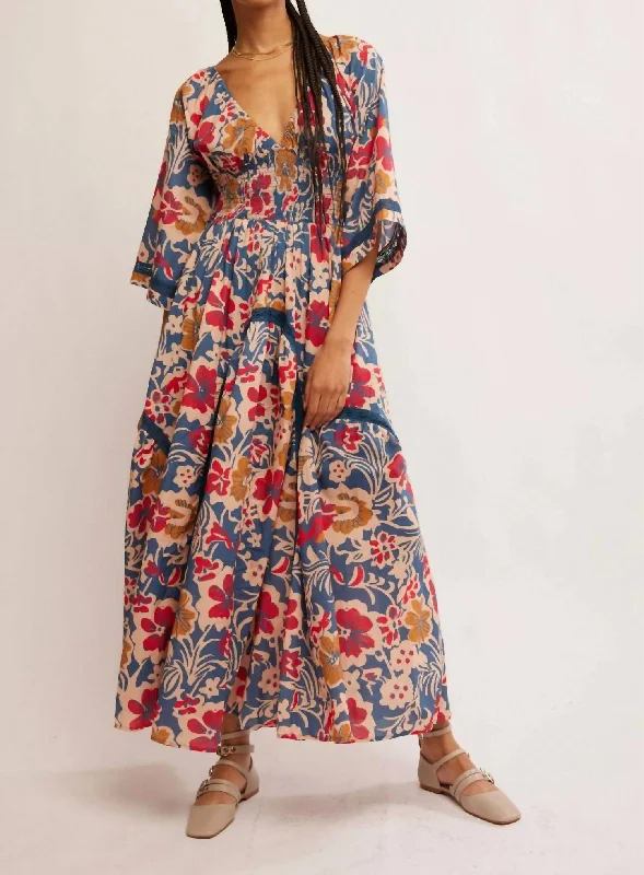 Relaxed Style Printed Dixie Maxi Dress In Vintage Indigo Combo Weekend Special