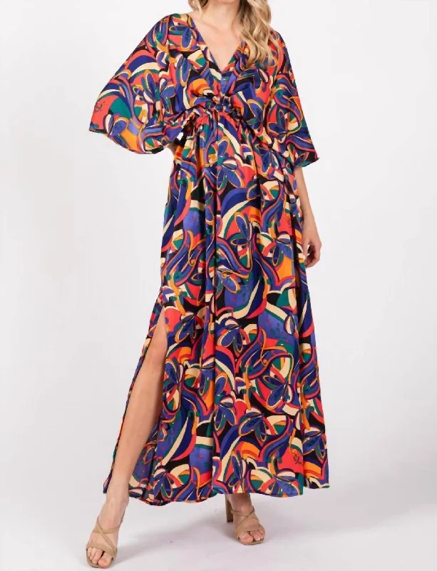 New Season Fashion Preview Sale Printed Maxi Dress In Multi Feminine Elegant