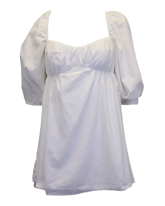 Unbeatable Deals Reformation Farley Mini Dress in White Organic Cotton Alluring Design