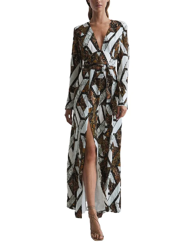 Limited Stock, Big Sale Reiss Loren Snake Print Plunge Maxi Dress Fashion-Forward Style