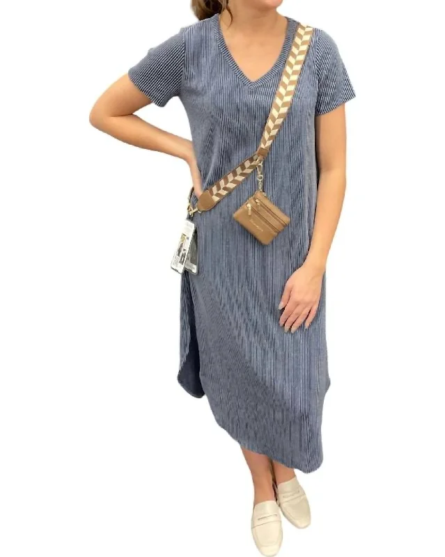 Bold Fashion Sales Ribbed V-Neck Maxi Dress In Grey Feminine Elegance