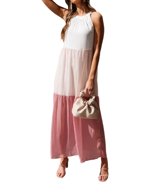 Laid-Back Fashion Offers Rose Maxi Dress In White Dreamy Draping