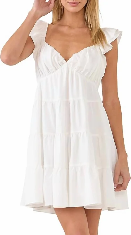 Daily Deals Ruffled Sweetheart Flounced Mini Dress In White Everyday Glamour