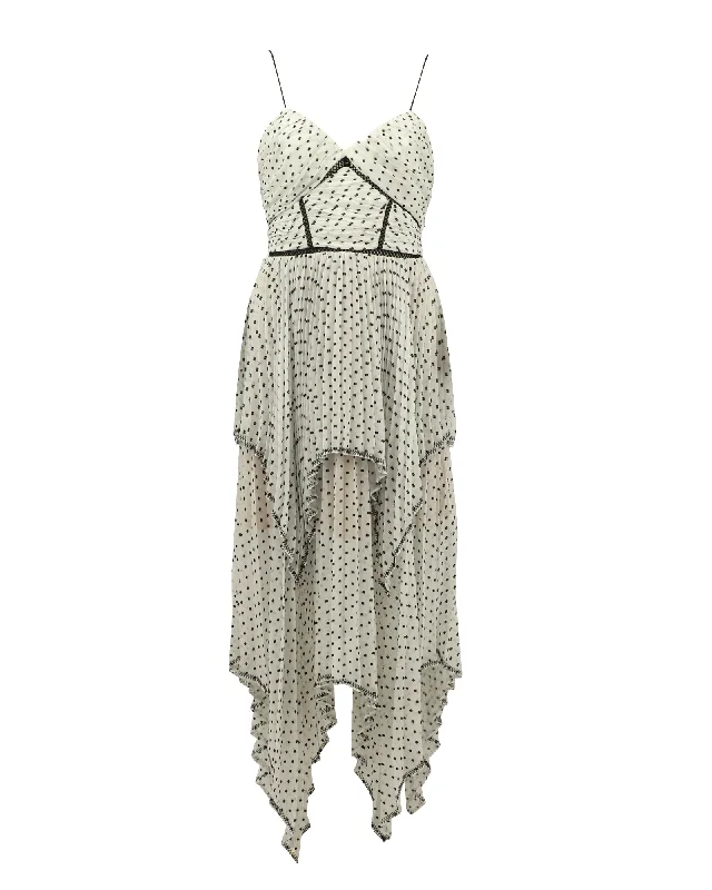 Shop The Hottest Deals Self Portrait Tiered Pleated Swiss-dot Chiffon Midi Dress in White Silk Great Deals on Ethnic Cultural Wear