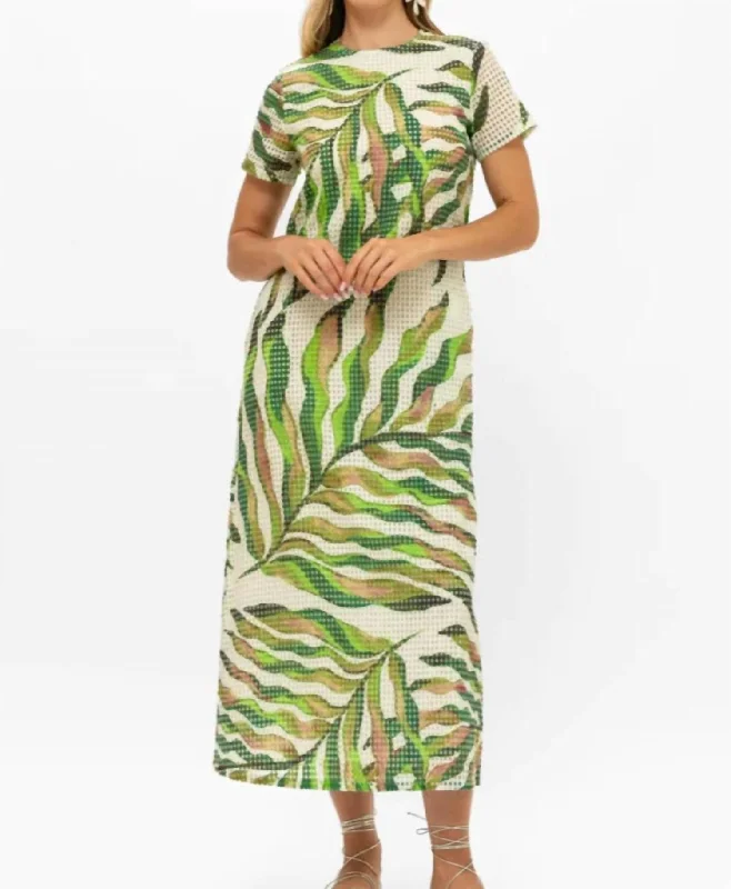 Fashion Sale Short Sleeve Shift Maxi Dress In Maldive Green Romantic Detailing