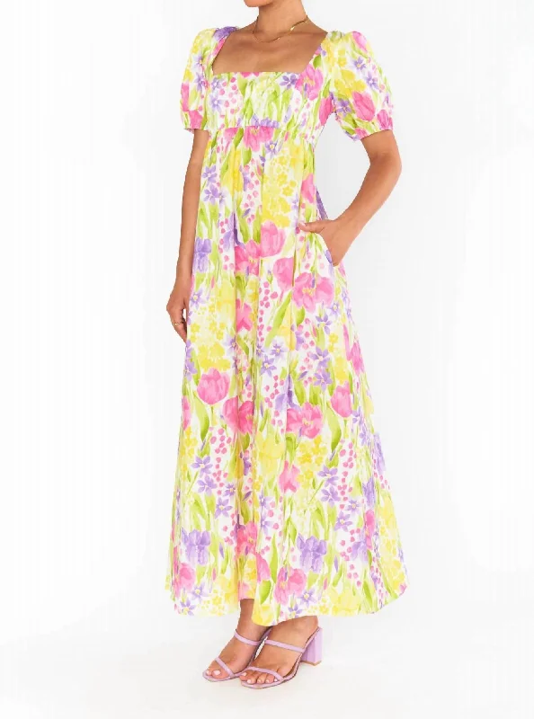 Crazy Price Slashing Smitten Midi Dress In Blooming Tulips Artful Design