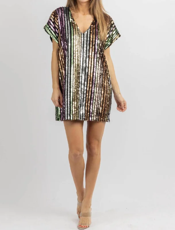 Best Deals Of The Season Starburst Sequined Mini Dress In Multi-Colored Casual Elegance