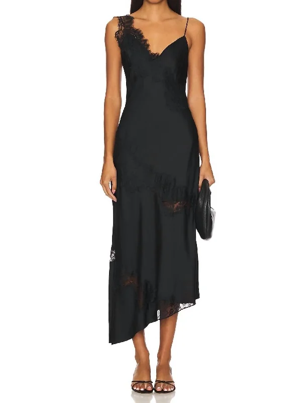 Stylish Statements Stella Midi Dress In Black Romantic Date - Night Ensemble