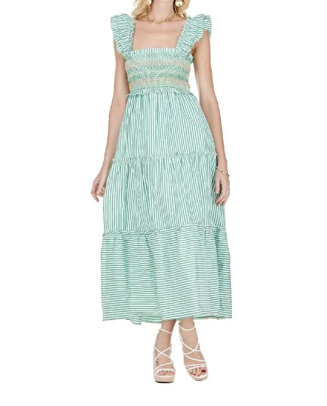 Mega Sale Stripe Maxi Dress In Green Refined Simplicity