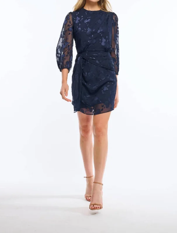 Summer Fashion Sunday Mini Dress In Navy Graceful Movement