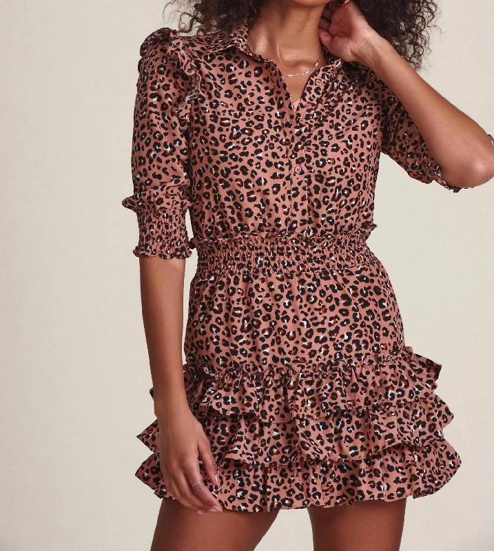 Save Big Taylor Mini Dress In Blush Leopard Romantic Date - Night Ensemble