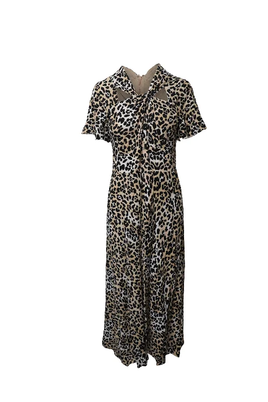 Unleash Your Trend Driven Style Temperley London Wild Cat Midi Dress in Animal Print Viscose Classic Charm