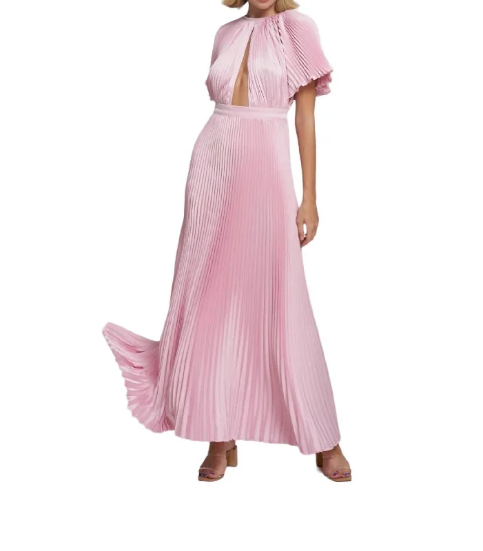 Vibrant Style Promotions Theatre Full Length Split Gown Dress In Pink Vintage Elegance