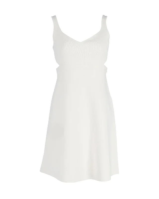 Clearance Sale, All Cheap Theory Knitted Mini Dress in White Viscose Feminine Flow