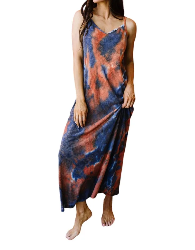 Classic Modern Offers Tie Dye Maxi Dress In Blue Casual Weekend Relaxed Style