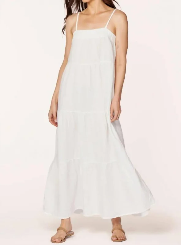 Exclusive Fashion Deals Tiered Cami Maxi Dress In White Dreamy Aesthetic