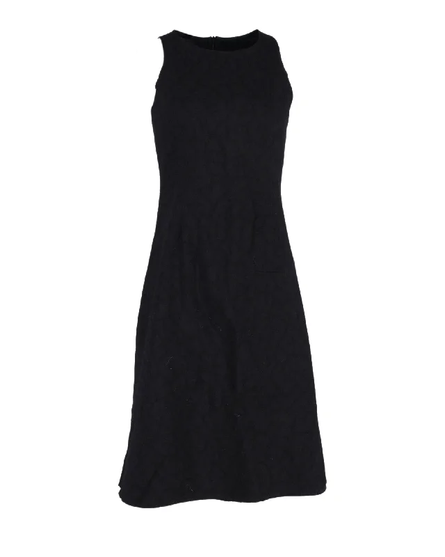 Fashion Forward Femininity Versace Sleeveless Midi Dress in Black Wool Ethnic Cultural Event Wear