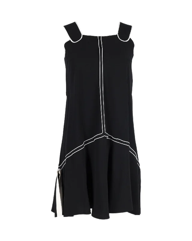 Trendy Women'S Wear Collection Victoria Beckham Sleeveless Mini Dress in Black Cotton Contemporary Chic