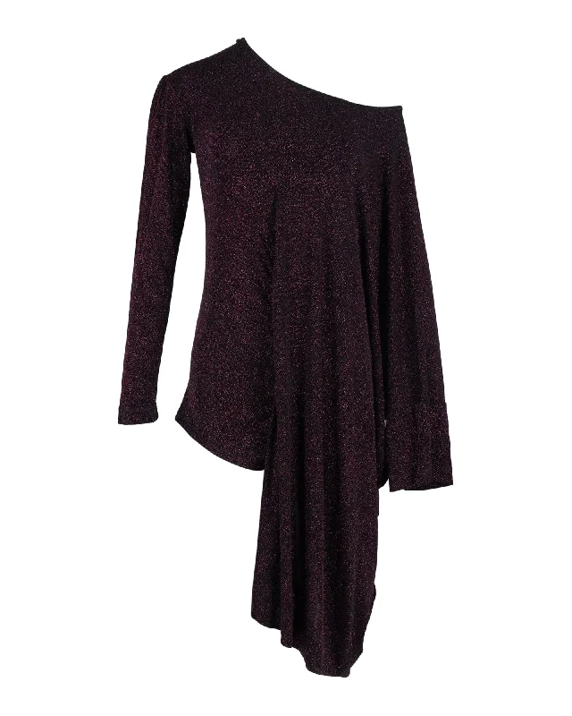 Special Offer Vivienne Westwood Sparkly Off-Shoulder Midi Dress in Purple Acetate Great Deals on Ethnic Cultural Wear